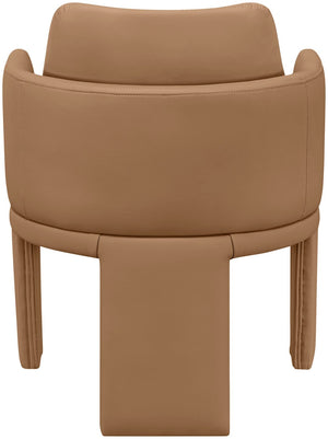 Meridian Furniture Vanda Sculptural Wraparound Vegan Leather Dining Chair for Modern and Contemporary Interiors Cognac 88051Cognac-C