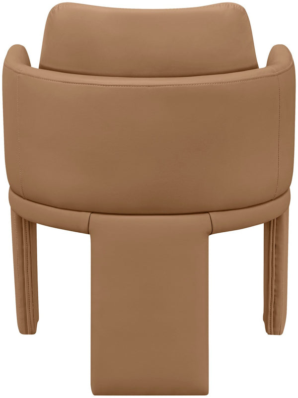 Meridian Furniture Vanda Sculptural Wraparound Vegan Leather Dining Chair for Modern and Contemporary Interiors Cognac 88051Cognac-C