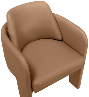 Meridian Furniture Vanda Sculptural Wraparound Vegan Leather Dining Chair for Modern and Contemporary Interiors Cognac 88051Cognac-C