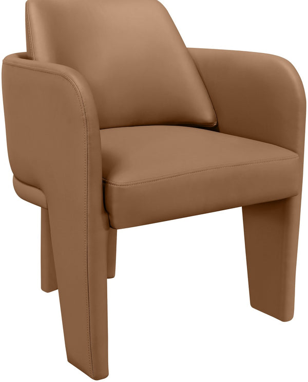 Meridian Furniture Vanda Sculptural Wraparound Vegan Leather Dining Chair for Modern and Contemporary Interiors Cognac 88051Cognac-C