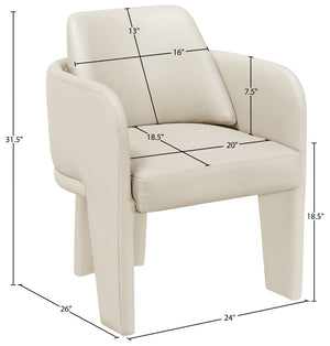Meridian Furniture Vanda Sculptural Wraparound Vegan Leather Dining Chair for Modern and Contemporary Interiors Cream 88051Cream-C