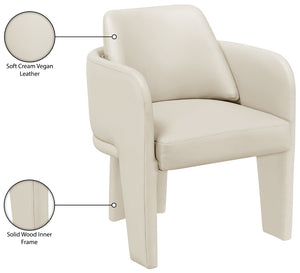 Meridian Furniture Vanda Sculptural Wraparound Vegan Leather Dining Chair for Modern and Contemporary Interiors Cream 88051Cream-C