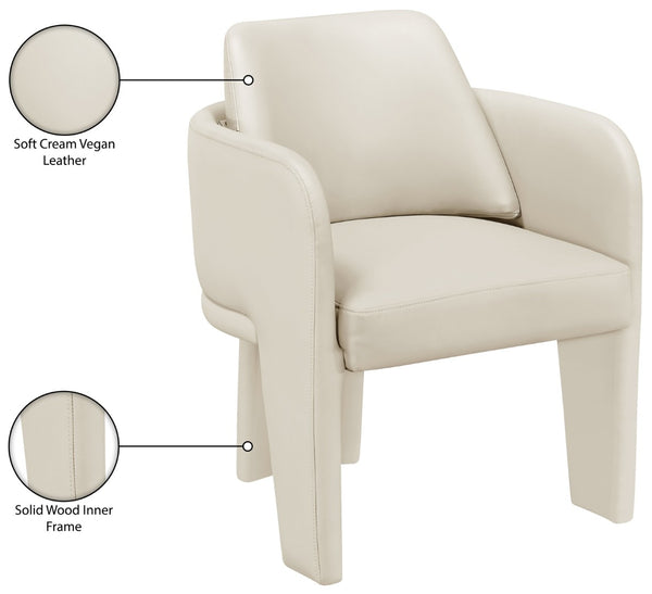 Meridian Furniture Vanda Sculptural Wraparound Vegan Leather Dining Chair for Modern and Contemporary Interiors Cream 88051Cream-C