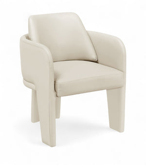 Meridian Furniture Vanda Sculptural Wraparound Vegan Leather Dining Chair for Modern and Contemporary Interiors Cream 88051Cream-C