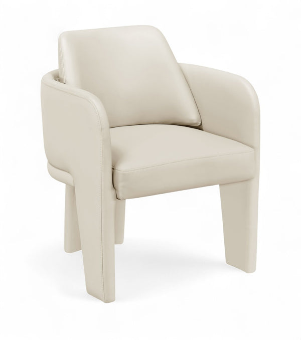 Meridian Furniture Vanda Sculptural Wraparound Vegan Leather Dining Chair for Modern and Contemporary Interiors Cream 88051Cream-C