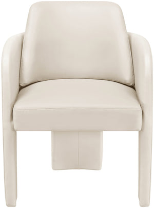 Meridian Furniture Vanda Sculptural Wraparound Vegan Leather Dining Chair for Modern and Contemporary Interiors Cream 88051Cream-C
