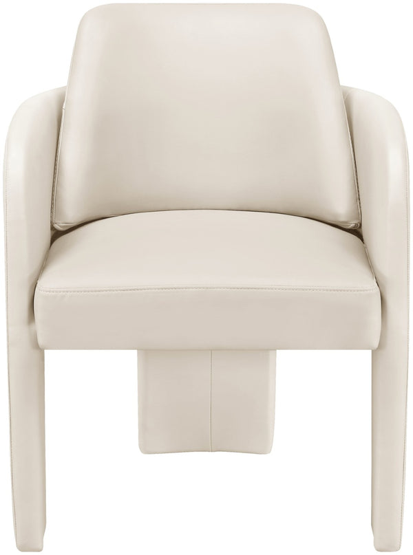 Meridian Furniture Vanda Sculptural Wraparound Vegan Leather Dining Chair for Modern and Contemporary Interiors Cream 88051Cream-C