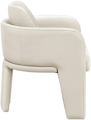 Meridian Furniture Vanda Sculptural Wraparound Vegan Leather Dining Chair for Modern and Contemporary Interiors Cream 88051Cream-C