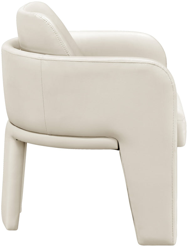 Meridian Furniture Vanda Sculptural Wraparound Vegan Leather Dining Chair for Modern and Contemporary Interiors Cream 88051Cream-C