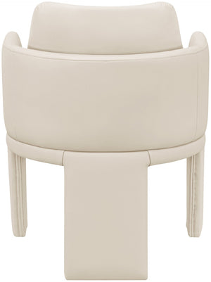 Meridian Furniture Vanda Sculptural Wraparound Vegan Leather Dining Chair for Modern and Contemporary Interiors Cream 88051Cream-C