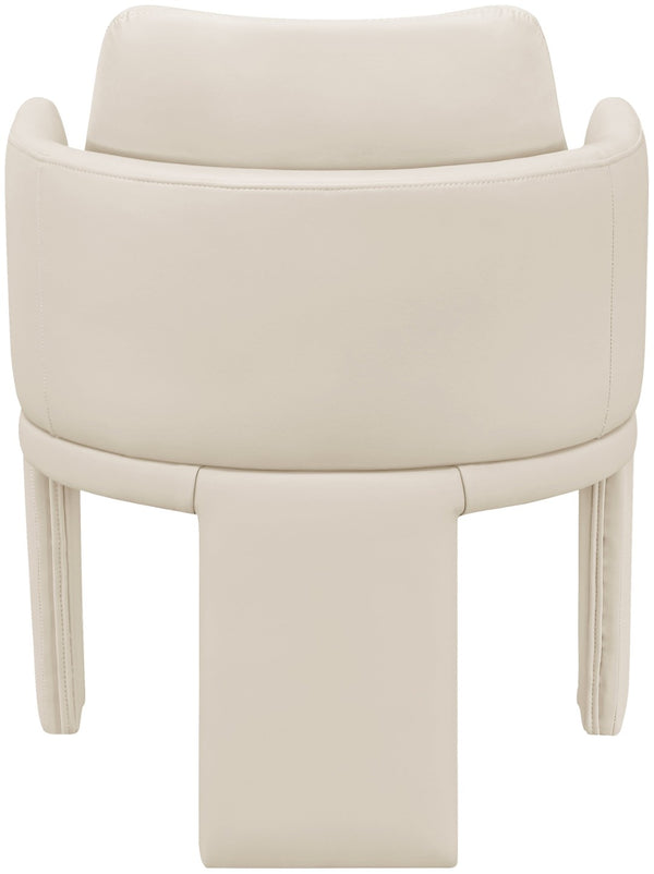 Meridian Furniture Vanda Sculptural Wraparound Vegan Leather Dining Chair for Modern and Contemporary Interiors Cream 88051Cream-C