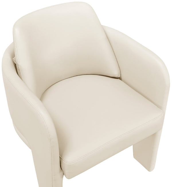 Meridian Furniture Vanda Sculptural Wraparound Vegan Leather Dining Chair for Modern and Contemporary Interiors Cream 88051Cream-C