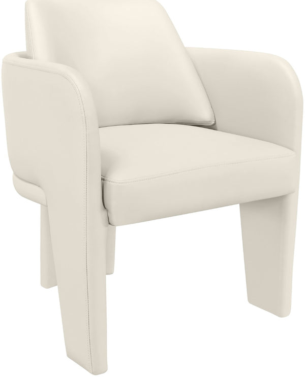 Meridian Furniture Vanda Sculptural Wraparound Vegan Leather Dining Chair for Modern and Contemporary Interiors Cream 88051Cream-C