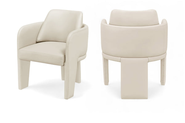Meridian Furniture Vanda Sculptural Wraparound Vegan Leather Dining Chair for Modern and Contemporary Interiors Cream 88051Cream-C