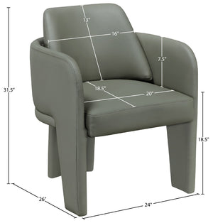 Meridian Furniture Vanda Sculptural Wraparound Vegan Leather Dining Chair for Modern and Contemporary Interiors Olive 88051Olive-C