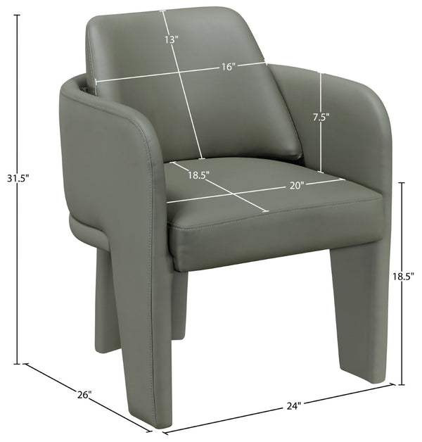 Meridian Furniture Vanda Sculptural Wraparound Vegan Leather Dining Chair for Modern and Contemporary Interiors Olive 88051Olive-C