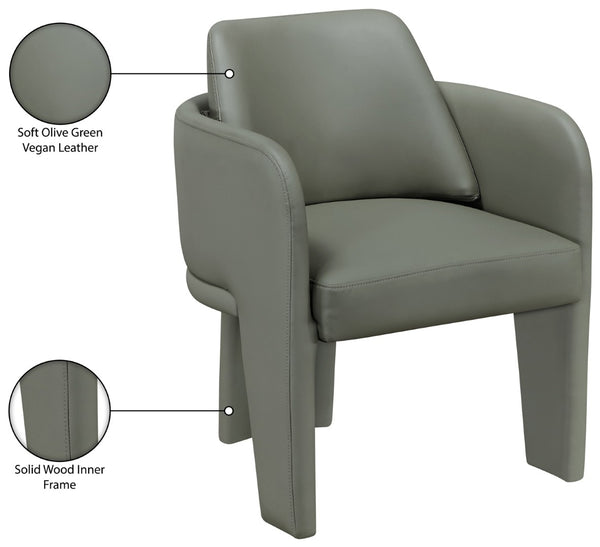 Meridian Furniture Vanda Sculptural Wraparound Vegan Leather Dining Chair for Modern and Contemporary Interiors Olive 88051Olive-C
