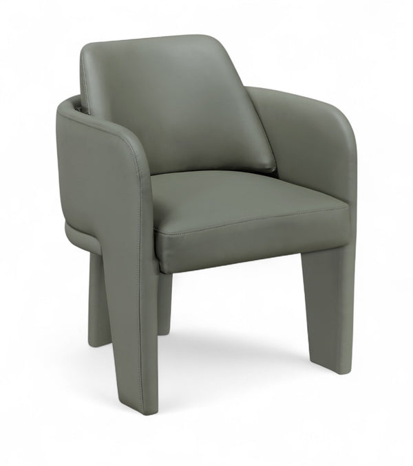 Meridian Furniture Vanda Sculptural Wraparound Vegan Leather Dining Chair for Modern and Contemporary Interiors Olive 88051Olive-C