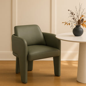 Meridian Furniture Vanda Sculptural Wraparound Vegan Leather Dining Chair for Modern and Contemporary Interiors Olive 88051Olive-C
