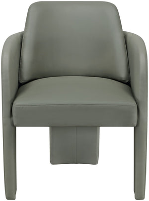 Meridian Furniture Vanda Sculptural Wraparound Vegan Leather Dining Chair for Modern and Contemporary Interiors Olive 88051Olive-C