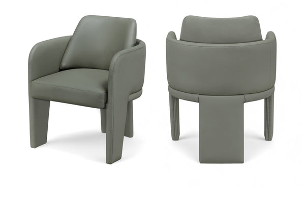 Meridian Furniture Vanda Sculptural Wraparound Vegan Leather Dining Chair for Modern and Contemporary Interiors Olive 88051Olive-C