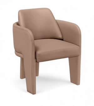 Meridian Furniture Vanda Sculptural Wraparound Vegan Leather Dining Chair for Modern and Contemporary Interiors Tan 88051Tan-C