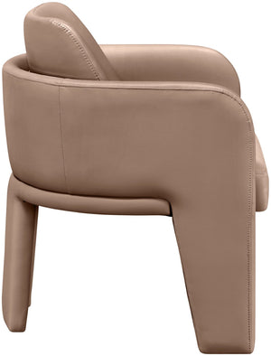 Meridian Furniture Vanda Sculptural Wraparound Vegan Leather Dining Chair for Modern and Contemporary Interiors Tan 88051Tan-C