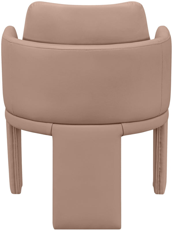 Meridian Furniture Vanda Sculptural Wraparound Vegan Leather Dining Chair for Modern and Contemporary Interiors Tan 88051Tan-C