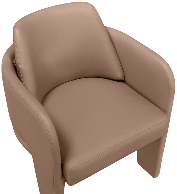 Meridian Furniture Vanda Sculptural Wraparound Vegan Leather Dining Chair for Modern and Contemporary Interiors Tan 88051Tan-C
