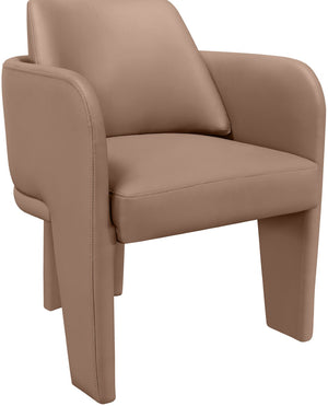 Meridian Furniture Vanda Sculptural Wraparound Vegan Leather Dining Chair for Modern and Contemporary Interiors Tan 88051Tan-C
