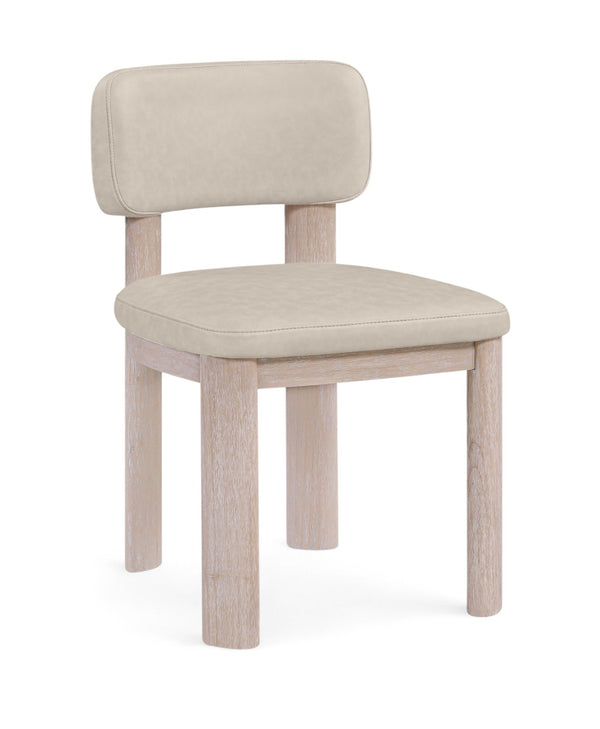 Meridian Furniture Paloma Art Deco Vegan Leather Dining Chair with Cerused Wood Frame for Modern Rooms Taupe Style A 88052Taupe-C