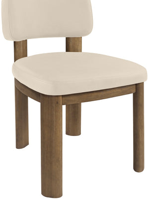 Meridian Furniture Paloma Art Deco Vegan Leather Dining Chair with Cerused Wood Frame for Modern Rooms Beige Style B 88053Beige-C