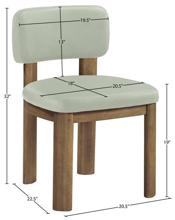 Meridian Furniture Paloma Art Deco Vegan Leather Dining Chair with Cerused Wood Frame for Modern Rooms Mint Style B 88053Mint-C