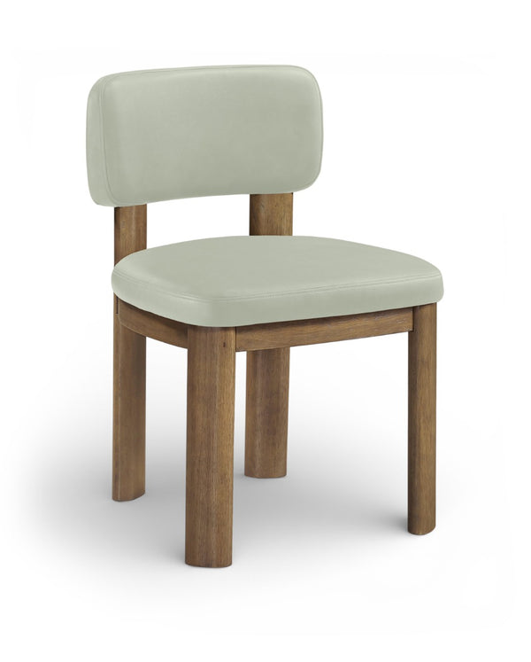 Meridian Furniture Paloma Art Deco Vegan Leather Dining Chair with Cerused Wood Frame for Modern Rooms Mint Style B 88053Mint-C