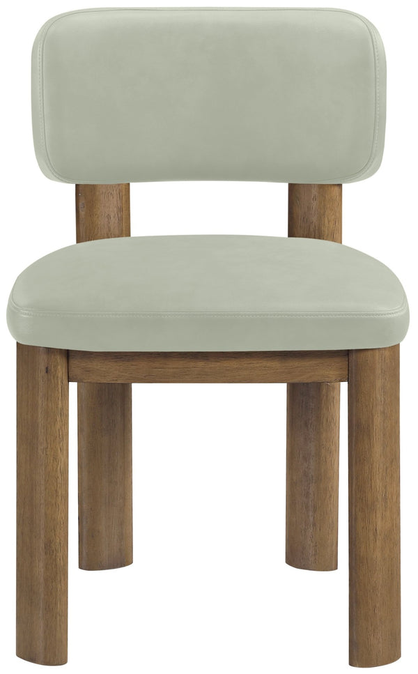 Meridian Furniture Paloma Art Deco Vegan Leather Dining Chair with Cerused Wood Frame for Modern Rooms Mint Style B 88053Mint-C