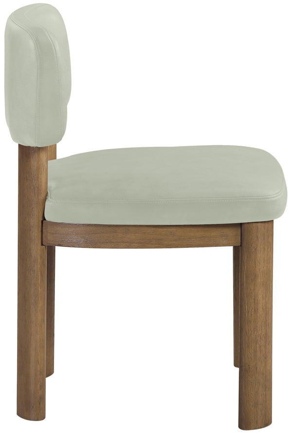 Meridian Furniture Paloma Art Deco Vegan Leather Dining Chair with Cerused Wood Frame for Modern Rooms Mint Style B 88053Mint-C