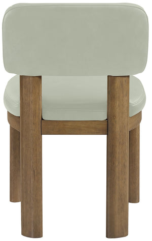 Meridian Furniture Paloma Art Deco Vegan Leather Dining Chair with Cerused Wood Frame for Modern Rooms Mint Style B 88053Mint-C
