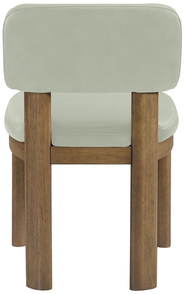 Meridian Furniture Paloma Art Deco Vegan Leather Dining Chair with Cerused Wood Frame for Modern Rooms Mint Style B 88053Mint-C