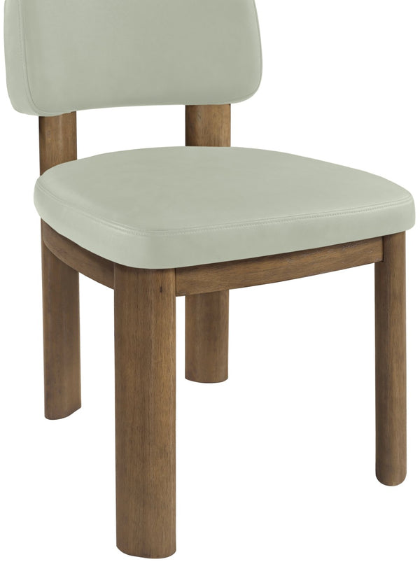 Meridian Furniture Paloma Art Deco Vegan Leather Dining Chair with Cerused Wood Frame for Modern Rooms Mint Style B 88053Mint-C