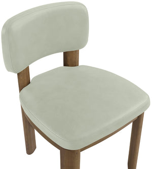 Meridian Furniture Paloma Art Deco Vegan Leather Dining Chair with Cerused Wood Frame for Modern Rooms Mint Style B 88053Mint-C