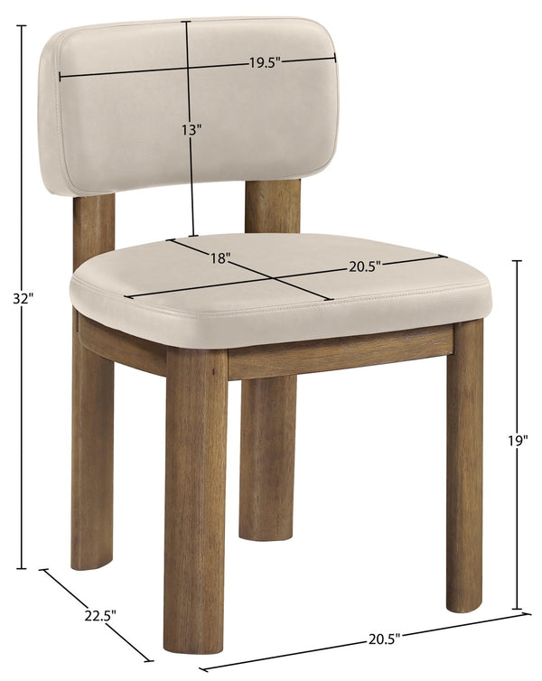 Meridian Furniture Paloma Art Deco Vegan Leather Dining Chair with Cerused Wood Frame for Modern Rooms Taupe Style B 88053Taupe-C