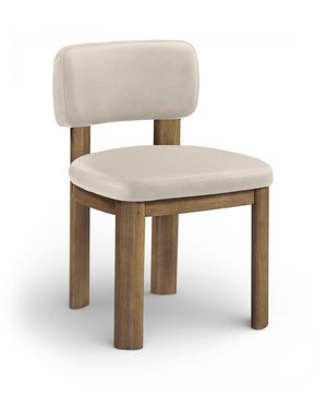 Meridian Furniture Paloma Art Deco Vegan Leather Dining Chair with Cerused Wood Frame for Modern Rooms Taupe Style B 88053Taupe-C