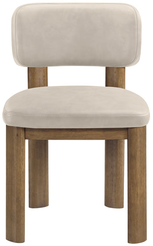 Meridian Furniture Paloma Art Deco Vegan Leather Dining Chair with Cerused Wood Frame for Modern Rooms Taupe Style B 88053Taupe-C