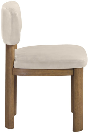 Meridian Furniture Paloma Art Deco Vegan Leather Dining Chair with Cerused Wood Frame for Modern Rooms Taupe Style B 88053Taupe-C