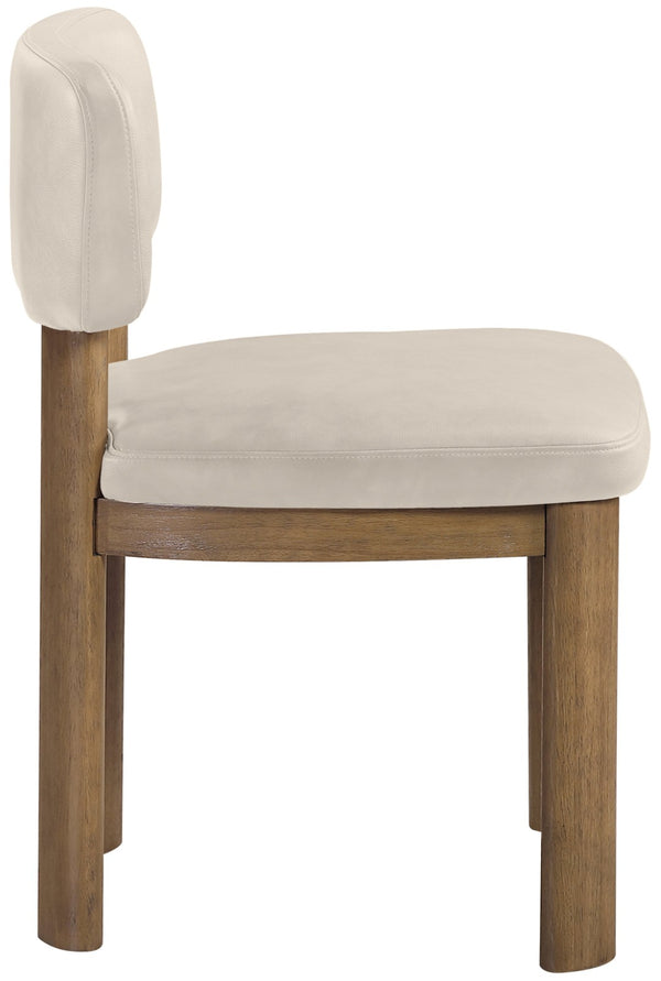 Meridian Furniture Paloma Art Deco Vegan Leather Dining Chair with Cerused Wood Frame for Modern Rooms Taupe Style B 88053Taupe-C