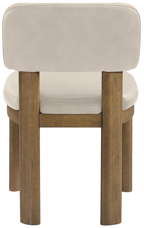 Meridian Furniture Paloma Art Deco Vegan Leather Dining Chair with Cerused Wood Frame for Modern Rooms Taupe Style B 88053Taupe-C