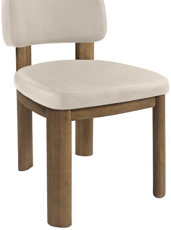 Meridian Furniture Paloma Art Deco Vegan Leather Dining Chair with Cerused Wood Frame for Modern Rooms Taupe Style B 88053Taupe-C