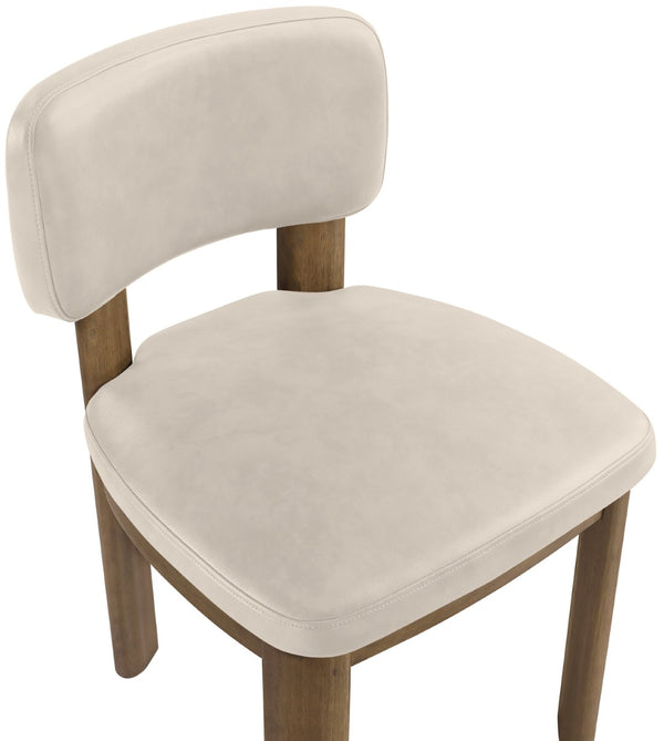Meridian Furniture Paloma Art Deco Vegan Leather Dining Chair with Cerused Wood Frame for Modern Rooms Taupe Style B 88053Taupe-C