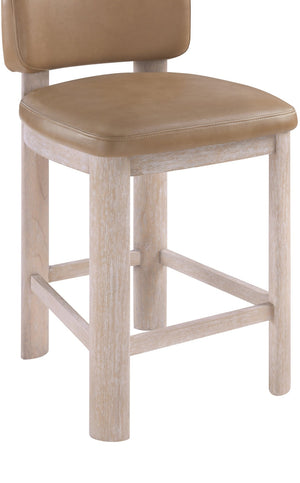 Meridian Furniture Paloma Art Deco Vegan Leather Counter Stool with Sculpted Wood Frame for Kitchen Islands Tan Style A 88054Tan-C