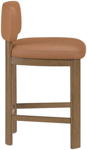 Meridian Furniture Paloma Art Deco Vegan Leather Counter Stool with Sculpted Wood Frame for Kitchen Islands Cognac Style B 88055Cognac-C